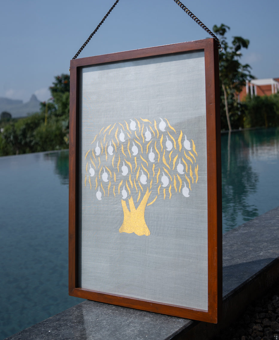 Aamr Shvet Jamdani Fabric Art in Wood