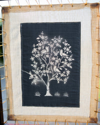 Banyan Fabric Desk Art in Wood